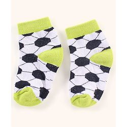Cutewalk By Babyhug Anti Bacterial Ankle Length Non Terry Socks Football Design Pack of 3- Black & Grey