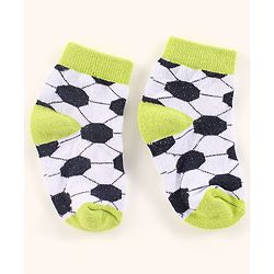 Cutewalk By Babyhug Anti Bacterial Ankle Length Non Terry Socks Football Design Pack of 3- Black & Grey