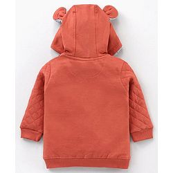 Babyhug Cotton Full Sleeves T-Shirt & Lounge Pants With Hooded Sweatshirt Stripes & Bear Print- White Brown
