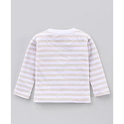 Babyhug Cotton Full Sleeves T-Shirt & Lounge Pants With Hooded Sweatshirt Stripes & Bear Print- White Brown