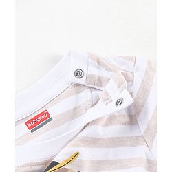 Babyhug Cotton Full Sleeves T-Shirt & Lounge Pants With Hooded Sweatshirt Stripes & Bear Print- White Brown