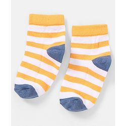 Cutewalk By Babyhug Anti Bacterial Ankle Length Non Terry Socks Striped Design Pack of 5 - Blue & Red