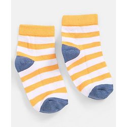 Cutewalk By Babyhug Anti Bacterial Ankle Length Non Terry Socks Striped Design Pack of 5 - Blue & Red
