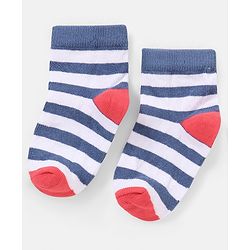 Cutewalk By Babyhug Anti Bacterial Ankle Length Non Terry Socks Striped Design Pack of 5 - Blue & Red