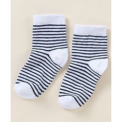 Cutewalk By Babyhug Anti Bacterial Ankle Length Stripe Socks Pack Of 5 - Blue & White