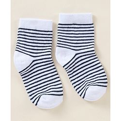 Cutewalk By Babyhug Anti Bacterial Ankle Length Stripe Socks Pack Of 5 - Blue & White