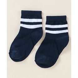 Cutewalk By Babyhug Anti Bacterial Ankle Length Stripe Socks Pack Of 5 - Blue & White