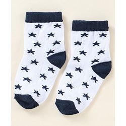 Cutewalk By Babyhug Anti Bacterial Ankle Length Stripe Socks Pack Of 5 - Blue & White