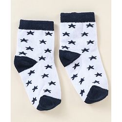 Cutewalk By Babyhug Anti Bacterial Ankle Length Stripe Socks Pack Of 5 - Blue & White