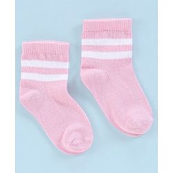 Cutewalk By Babyhug Anti Bacterial Ankle Length Non Terry Socks Striped Pack of 5 - Pink & White