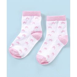 Cutewalk By Babyhug Anti Bacterial Ankle Length Non Terry Socks Striped Pack of 5 - Pink & White
