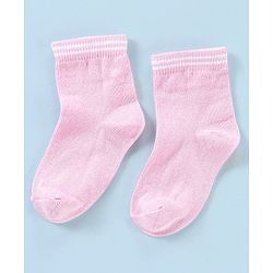 Cutewalk By Babyhug Anti Bacterial Ankle Length Non Terry Socks Striped Pack of 5 - Pink & White