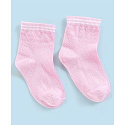 Cutewalk By Babyhug Anti Bacterial Ankle Length Non Terry Socks Striped Pack of 5 - Pink & White