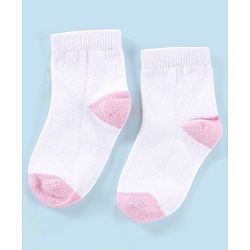 Cutewalk By Babyhug Anti Bacterial Ankle Length Non Terry Socks Striped Pack of 5 - Pink & White