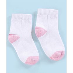 Cutewalk By Babyhug Anti Bacterial Ankle Length Non Terry Socks Striped Pack of 5 - Pink & White