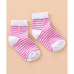Cute Walk by Babyhug Cotton Anti Bacterial Ankle Length Socks Stripes Design Pack of 5 - Multicolour