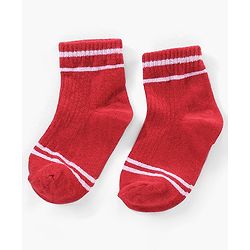 Cute Walk by Babyhug Cotton Anti Bacterial Ankle Length Socks Solid Pack of 3 - Yellow Red