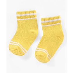Cute Walk by Babyhug Cotton Anti Bacterial Ankle Length Socks Solid Pack of 3 - Yellow Red