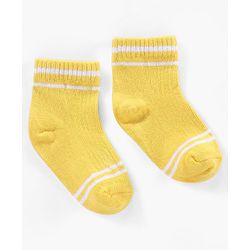 Cute Walk by Babyhug Cotton Anti Bacterial Ankle Length Socks Solid Pack of 3 - Yellow Red