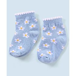Cutewalk By Babyhug Anti Bacterial Ankle Length Non Terry Socks Floral Design Pack of 3- Pink