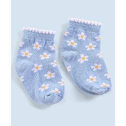 Cutewalk By Babyhug Anti Bacterial Ankle Length Non Terry Socks Floral Design Pack of 3- Pink