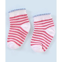 Cutewalk By Babyhug Anti Bacterial Ankle Length Non Terry Socks Floral Design Pack of 3- Pink