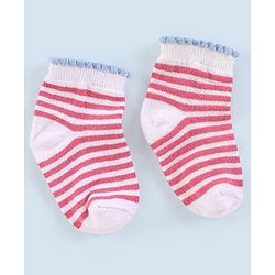 Cutewalk By Babyhug Anti Bacterial Ankle Length Non Terry Socks Floral Design Pack of 3- Pink