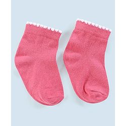Cutewalk By Babyhug Anti Bacterial Ankle Length Non Terry Socks Floral Design Pack of 3- Pink