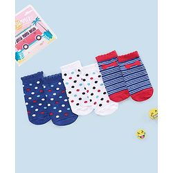 Cutewalk By Babyhug Anti Bacterial Ankle Length Non Terry Socks Pokla dot Design Pack of 3- Blue