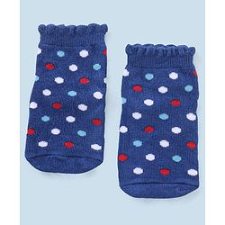 Cutewalk By Babyhug Anti Bacterial Ankle Length Non Terry Socks Pokla dot Design Pack of 3- Blue