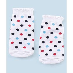 Cutewalk By Babyhug Anti Bacterial Ankle Length Non Terry Socks Pokla dot Design Pack of 3- Blue