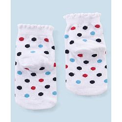Cutewalk By Babyhug Anti Bacterial Ankle Length Non Terry Socks Pokla dot Design Pack of 3- Blue
