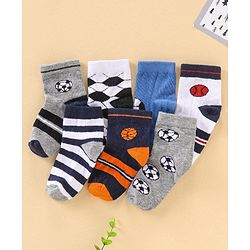 Cute Walk by Babyhug Anti Bacterial Ankle Length Socks Set Of 7 - Multicolor