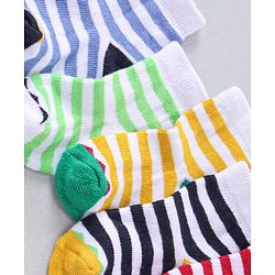 Cute Walk by Babyhug Ankle Length Antibacterial Striped Socks Pack Of 5 - Multicolor