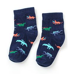 Cutewalk By Babyhug Anti Bacterial Ankle Length Non Terry Socks Dino Design Pack of 5 - Multicolour