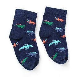 Cutewalk By Babyhug Anti Bacterial Ankle Length Non Terry Socks Dino Design Pack of 5 - Multicolour