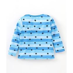Babyhug Cotton Knit Full Sleeves Night Suit Star Print - Blue