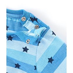 Babyhug Cotton Knit Full Sleeves Night Suit Star Print - Blue