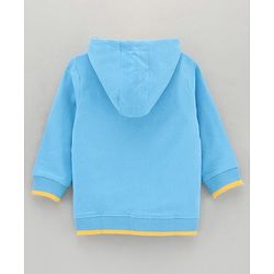 Babyhug Full Sleeves Hooded Sweat-Jacket With Giraffe Applique - Blue