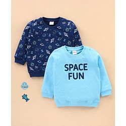 Babyhug Full Sleeves Sweatshirts Printed Pack of 2 - Navy