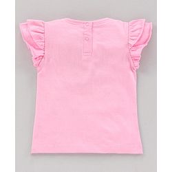 Babyhug Frill Sleeves Cotton Top Love Print - Pink