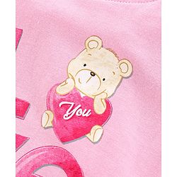 Babyhug Frill Sleeves Cotton Top Love Print - Pink