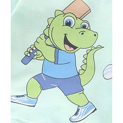 Babyhug Full Sleeves T-Shirt & Joggers Set Dino Print - Light Green Blue