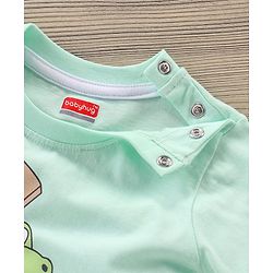 Babyhug Full Sleeves T-Shirt & Joggers Set Dino Print - Light Green Blue