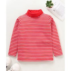 Babyhug Full Sleeves Striped Skivi Tee - Red