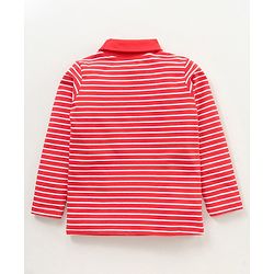Babyhug Full Sleeves Striped Skivi Tee - Red