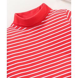 Babyhug Full Sleeves Striped Skivi Tee - Red