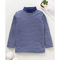 Babyhug Full Sleeves Striped Skivi Tee - Navy