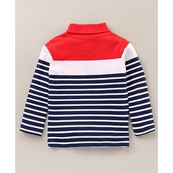 Babyhug Full Sleeves Striped Skivi Tee - Red