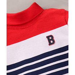 Babyhug Full Sleeves Striped Skivi Tee - Red